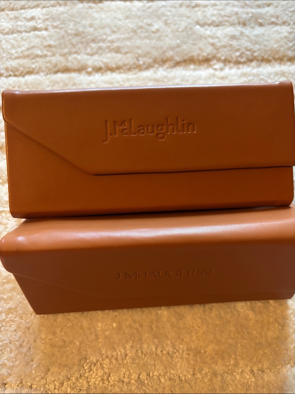 J.mclaughlin Tan Leather Eyeglass Case Envelope Magnetic Folding